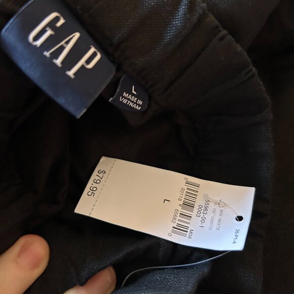 Mid Rise Linen-Cotton Pull-On Cargo Pants (black) NWT - Picture 5 of 8